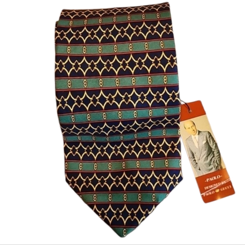 Gucci Paolo Mens Tie Blue, Gold, Green